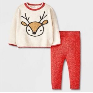 Cat & Jack Baby Reindeer Sweater Set Cream (42)